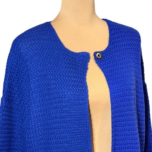 NWOT Beulah Chunky Knit Long Cardigan Sz.XL Royal Blue Pockets Minimalist Preppy - Picture 5 of 12
